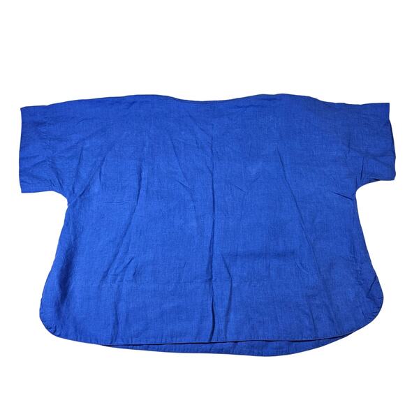 FLAX Designs Linen Top Womens 2G Blue Lagenlook Tunic Oversized Boho Shirt 24W - Picture 13 of 14